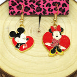 Mickey and Minnie Red Heart Earrings