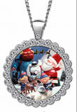 "Rudolph the Red Nosed Reindeer" Rhinestone Cabochon Necklace