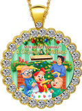 "A Chipmunk Christmas" Rhinestone Cabochon Necklace (Available in 2 Colors)