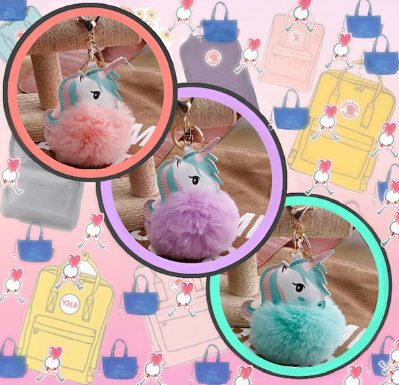 Colorful Unicorn Pom-Pom Puff Keychain (3 Colors Available) – Ariel Bella's  Tangible Treasures