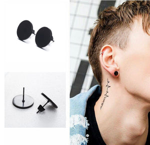 Black Stainless Steel Punk Stud Earrings (3 Sizes Available)