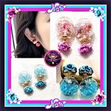 2-way/Double-sided Crystal Ball Flower Stud Earrings (2 Colors Available)