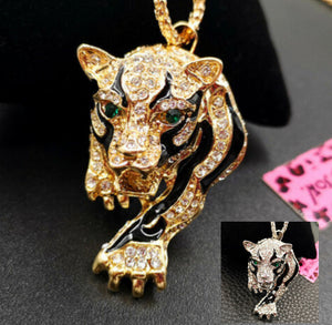 Rhinestone Clawing Leopard Necklace (2 Colors Available)