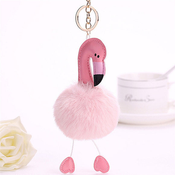Flamingo Pom-Pom Puff Keychain