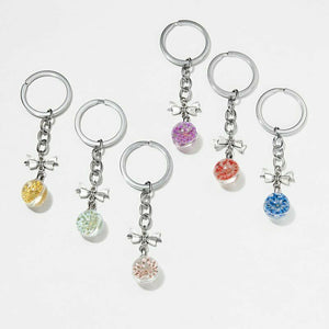 Dried Flower Silver Bow Keychain (3 Colors Available)