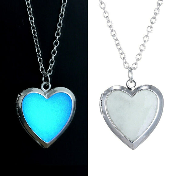 Luminous Glow Heart Photo Locket Necklace
