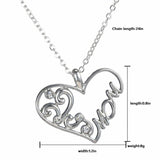 Silver Crystal Accented "MOM" Heart Necklace