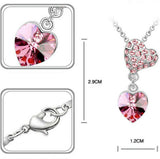 Cubic Zirconia Double Heart Dangle Necklace (2 Colors Available)