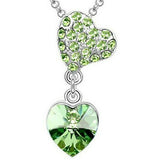 Cubic Zirconia Double Heart Dangle Necklace (2 Colors Available)
