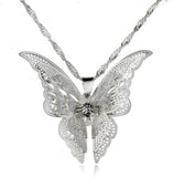 3-D Silver Butterfly Necklace