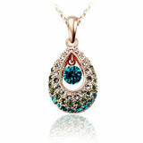 Colorful Crystal Rhinestone Teardrop Necklace