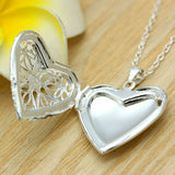 Silver Stainless Steel Heart Photo Locket Necklace