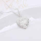 Silver Stainless Steel Heart Photo Locket Necklace