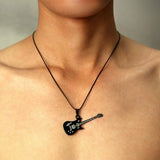 Black Music Note Guitar Necklace