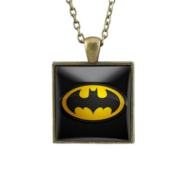 Square Bronze Batman Symbol Cabochon Necklace