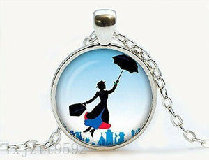 "Mary Poppins" Retro Animated Movie Pic Cabochon Necklace