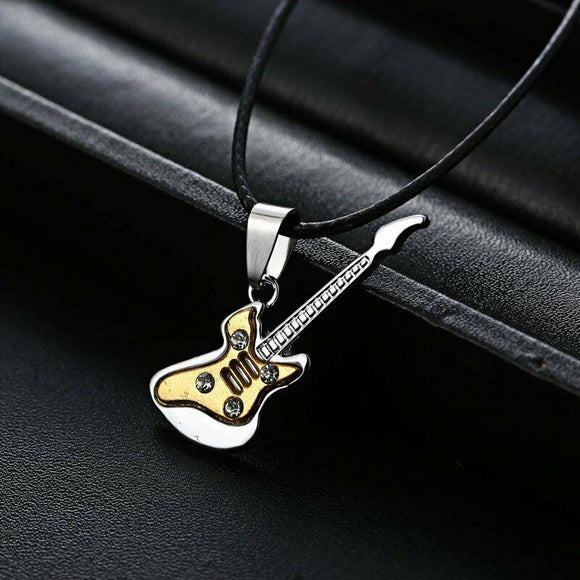 Stainless Steel Electric Guitar Necklace (2 Colors Available)