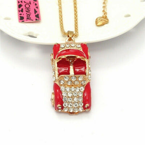 Dazzling Red Convertible Car Pendant Necklace