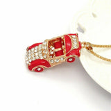 Dazzling Red Convertible Car Pendant Necklace
