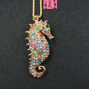 Sparkling Colors Rhinestone Seahorse Necklace