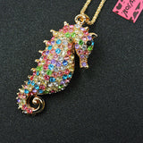 Sparkling Colors Rhinestone Seahorse Necklace