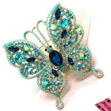 2-Way Aquamarine Crystal Rhinestone Butterfly Necklace