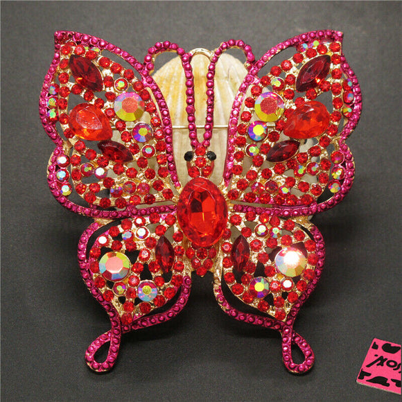 2-way Magenta+ Red Butterfly Necklace