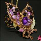 Sparkling Purple Rhinestone Half Butterfly Necklace