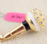 Gold Rhinestone Microphone Necklace