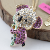 Purple Rhinestone Koala Necklace