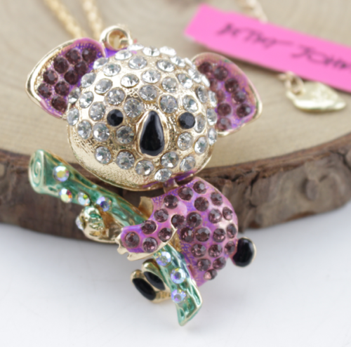 Purple Rhinestone Koala Necklace