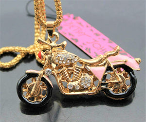 Pink Rhinestone Motorcycle Necklace
