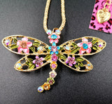 2-Way Colorful Flower Dragonfly Necklace