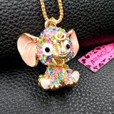 Sparkling Rhinestone Baby Elephant Necklace (2 Color Styles Available)