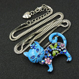 Rhinestone Flower 2-Way Kitten Necklace (2 Colors Available)