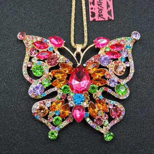 Large Bright Multi Color Full Butterfly 2-way Necklace