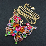 Large Bright Multi Color Full Butterfly 2-way Necklace