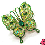 2-Way Green Crystal Rhinestone Butterfly Necklace