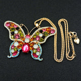 Colorful Wide Winged Sparkle Butterfly Necklace