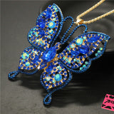 Sparkling Blue Crystal Rhinestone Butterfly Necklace