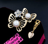 Double Pearl Butterfly Necklace
