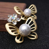 Double Pearl Butterfly Necklace