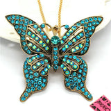 Full Blue-Green Thin Butterfly Necklace