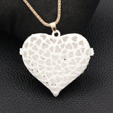 White Bowknot Rhinestone Heart Necklace