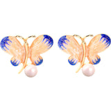 Shimmer Butterfly Pearl Stud Earrings