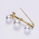 3 Pearls Dangle Brooch Pin