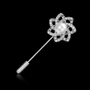 Crystal Pearl Pinwheel Stick Pin