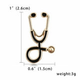 Gold or Silver Lined Black Stethoscope Pin