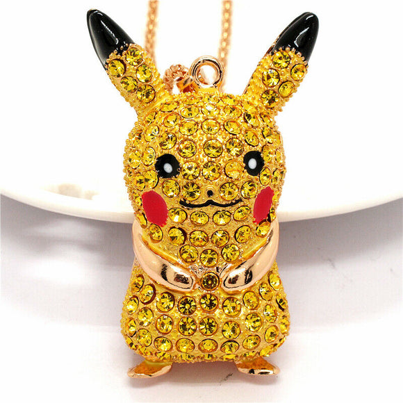 Pikachu Gold and Yellow Rhinestone Necklace