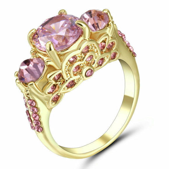 10k Yellow Gold Filled Pink Sapphire Ring